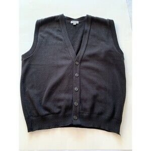 Vintage Edwards Sweater Vest L Navy Blue V-Neck USA Heavy Acrylic As-Is⁠